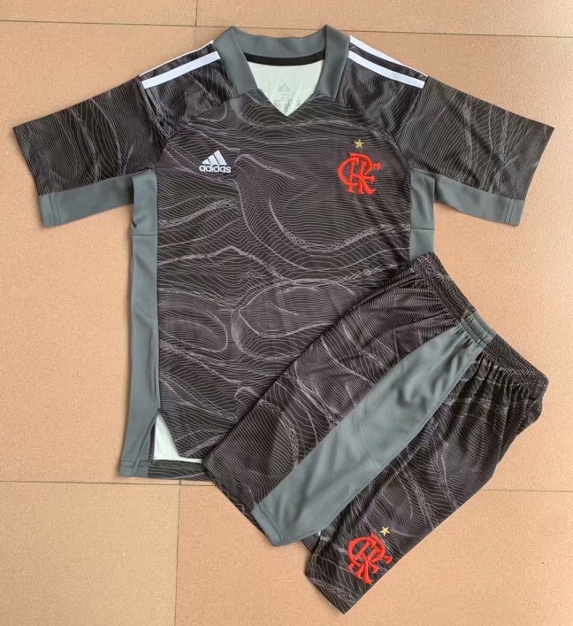 Kids-Flamengo 21/22 GK Black/Grey Soccer Jersey